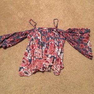Billabong floral cold shoulder top